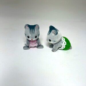 Sylvanian Families Calico Critters - Harvey Grey Cat Twin Babies - Retired